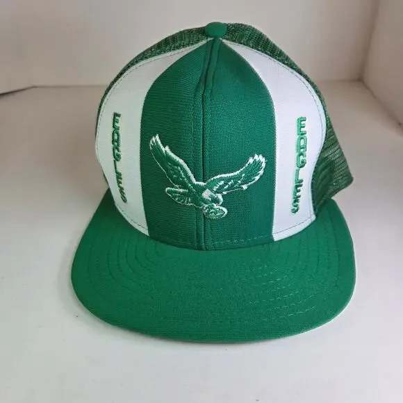 Vintage Philadelphia Eagles AJD Lucky Stripes Trucker Hat Snapback USA